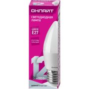 Лампа ОНЛАЙТ 12Вт Е27 свеча  6500К С37  90 059