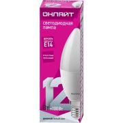 Лампа ОНЛАЙТ 12Вт Е14 свеча 6500К С37 90 056