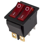 Выключатель клавишный 250В 15А (6с) ON-OFF красный REXANT 36-2410