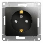 Механизм розетки 1-м Glossa СП 16A с/з шторки.антрацит SchE