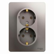 Розетка 2 м СП Glossa 16A с/з платина SchE