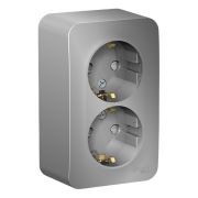 Розетка 2-м ОП Blanca 16А IP20 250В с заземл. без защ. шторок с из. пласт. алюм. SE BLNRA010213