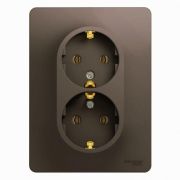 Розетка 2 м СП Glossa 16A с з.шоколад SchE