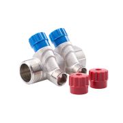 Коллектор VALTEC 1«*2 вых. 1/2» нар. с регулируемыми вентилями