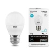 Лампа GAUSS LED 8Вт E27 шар 4100K