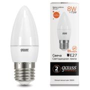 лампа GAUSS LED 8 Вт E27 свеча 3000K
