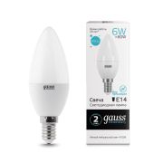 Лампа GAUSS LED 6Bт E14 свеча 4100К
