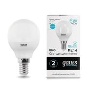 лампа GAUSS LED 6Bт E14 шар 4100К
