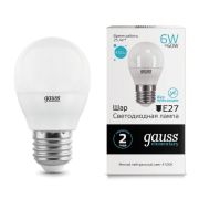 Лампа GAUSS  LED 6Bт E27 шар 4100К