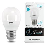 Лампа GAUSS LED 10Вт E27 шар 4100K