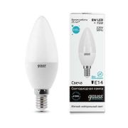 лампа GAUSS LED 8ВТ Е14 свеча 4100К