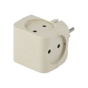 Тройник ЭРА SP-4-W-4гн без з/к слоновая кость