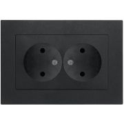 Розетка 2-м СП Афина 16А IP20 без заземл. в сборе графит Universal A0102-Gr
