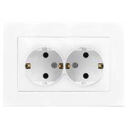 Розетка 2-м СП Афина 16А IP20 с заземл. в сборе бел. Universal A0128