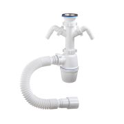 Сифон А-40069 ОРИО 1 1/2х40, с двумя отводами и гибкой трубой 40х40/50