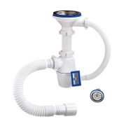 Сифон А-45079 для кухни ОРИО 3 1/2х40, с универсальным переливом и гибкой трубой 40х40/50