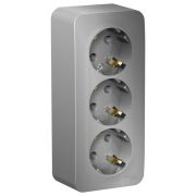 Розетка 3-м BLANCA ОП 16А с/з алюм. System electric BLNRA 010314
