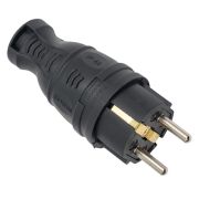 Вилка прямая с/з черная каучук 16А TOKOV