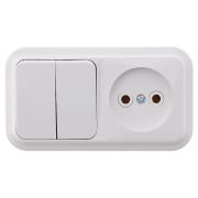 Блок ОП (розетка без заземл. + 2-кл. выкл.) бел. Bylectrica 2В-РЦ-523