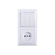 Блок СП (розетка без заземл. + 3-кл. выкл.) бел. Bylectrica 3В-РЦ-689
