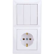 Блок СП (розетка с заземл. + 3-кл. выкл.) бел. Bylectrica 3В-РЦ-695
