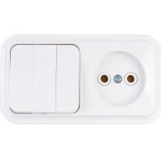 Блок ОП (розетка без заземл. + 3-кл. выкл.) бел. Bylectrica 3В-РЦ-525