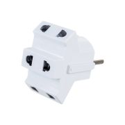 Разветвитель-переходник 3 гнезда 10А 250В плоская вилка, белый