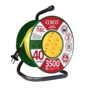 Силовой удлинитель Союз катушка 4 гнезда 40 м 3500 Вт 2х1,5