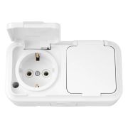 Розетка Bylectrica 2-местная ОУ с заз.конт. IP54, серия Пралеска Аква, белый, РА16-303