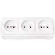 Розетка 3-м ОП 16А IP20 без заземл. бел. Bylectrica РА16-263