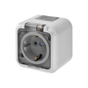 Розетка Bylectrica 1-м ОУ с заземл. IP54 с крышкой Пралеска Аква серый РА16-297 (02)