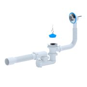 E255 Сифон для ванны 1 1/2х40 АНИ (с гибкой трубой 40х50, регулируемый, с переливом)