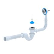 E155 Сифон для ванны 1 1/2х40 АНИ (с гибкой трубой 40х50, с переливом)